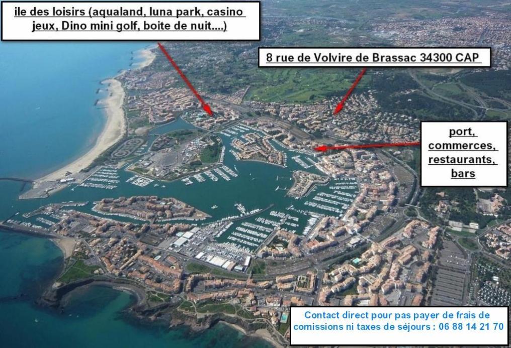 Cap D'Agde Studio Cabine 6 Pers. + Terrasse + Parking Prive + Clim Exterior foto